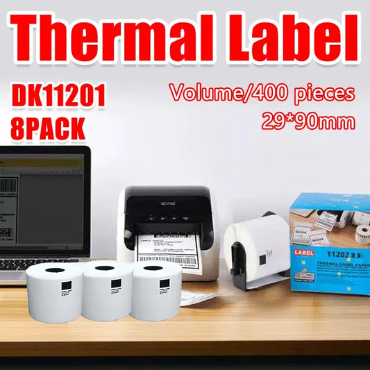 8 Rolls Compatible Brother Dk11201 400 Address Labels 29X90Mm Ql570 Ql700 Ql1050