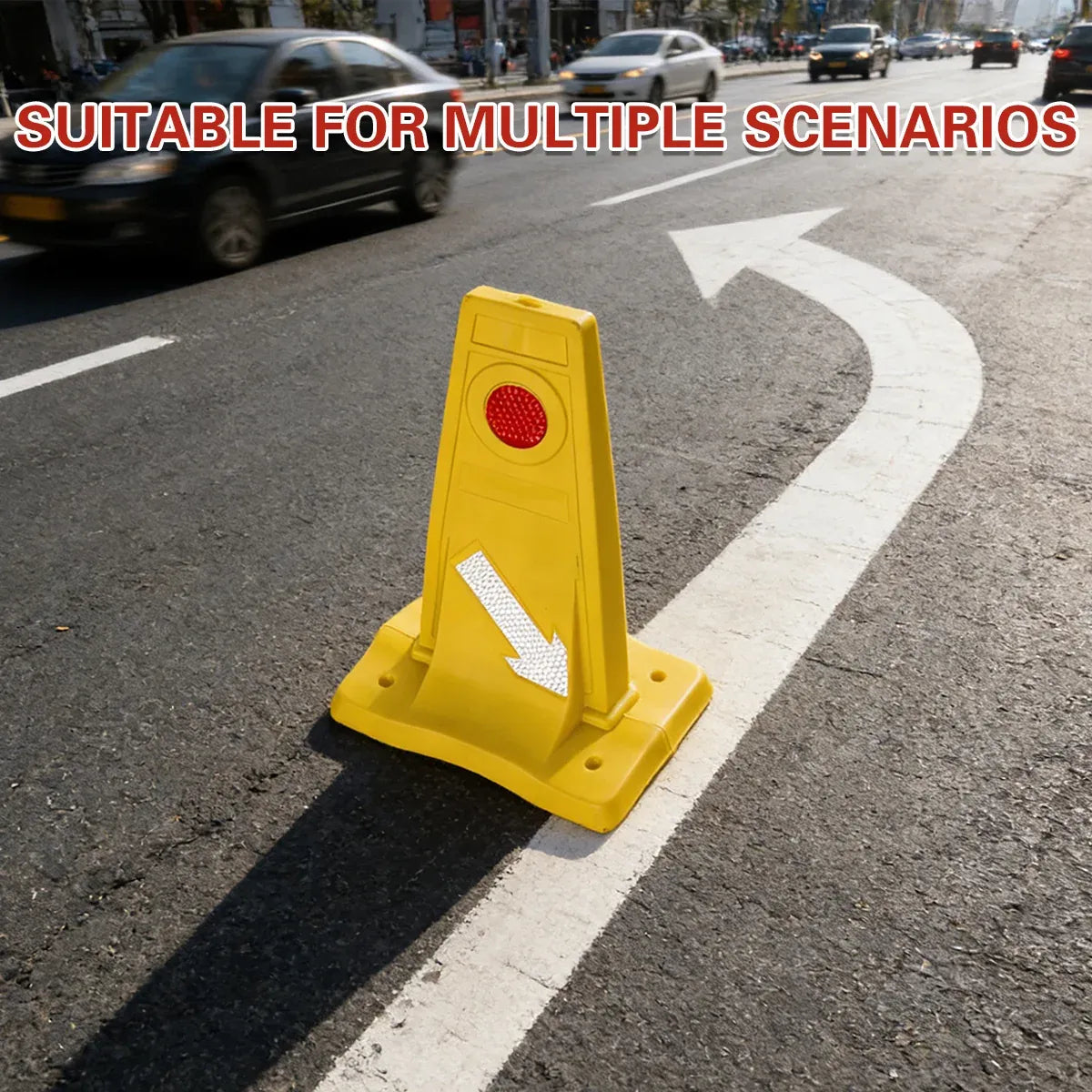 Reflective Traffic Divider Post Lane Separator Direction Arrow Roadwork Durable - Red