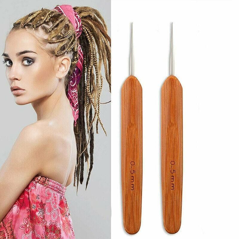 Bamboo Crochet Dreadlock Hook Needle Dread Tool Braiding Hair Maintenance Craft - 0.5MM