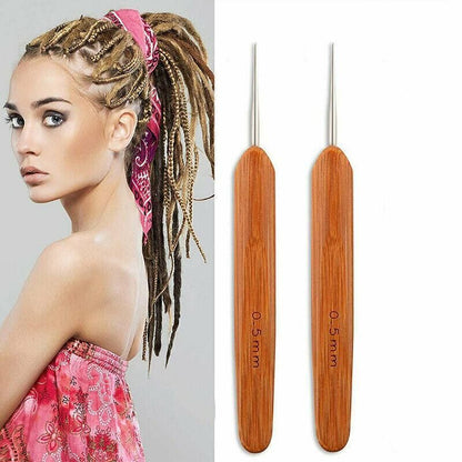 Bamboo Crochet Dreadlock Hook Needle Dread Tool Braiding Hair Maintenance Craft - 0.5MM