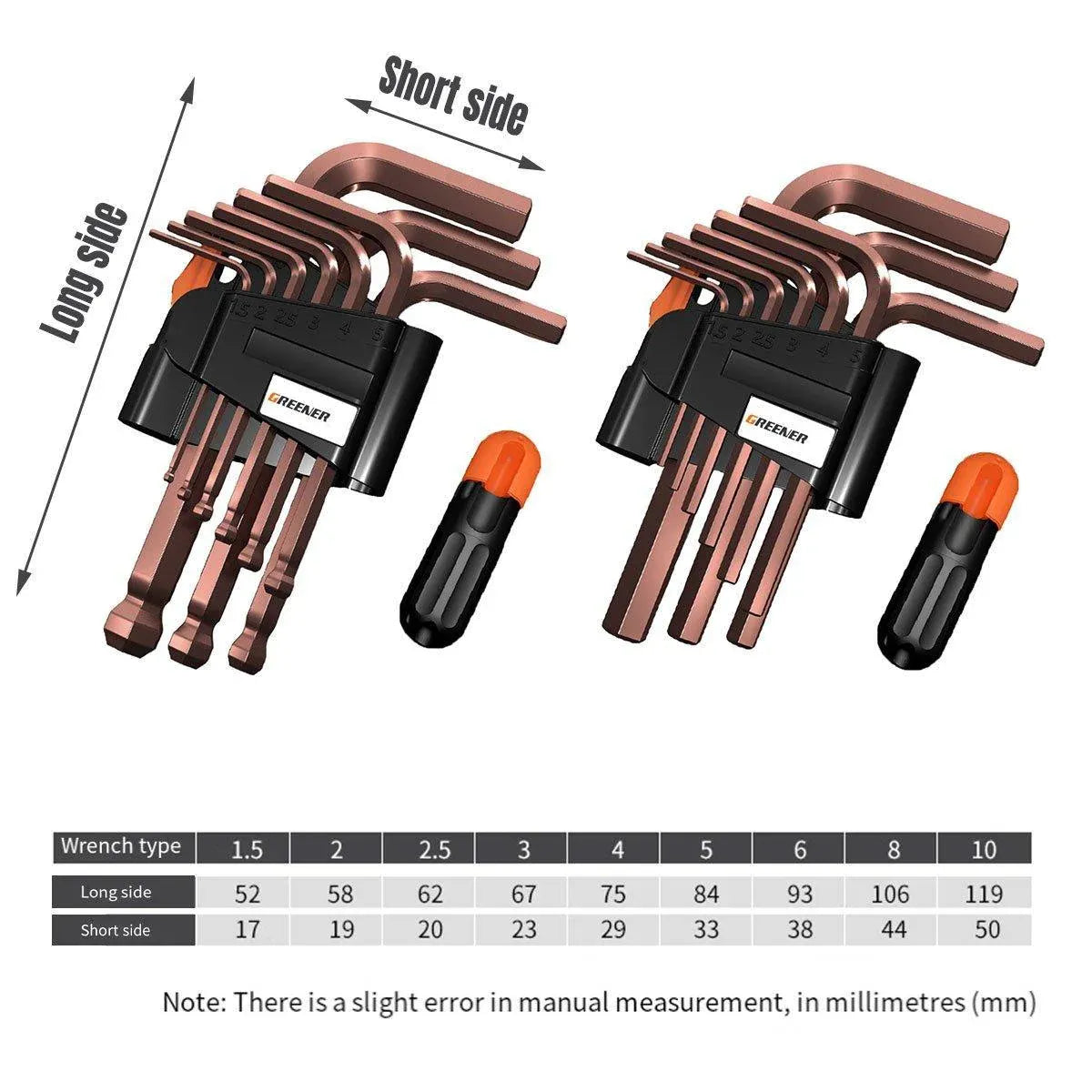 Hexagonal Wrench Set with Plate Handle Multi Size Hex Key Tool Kit for Repair - Crew cut