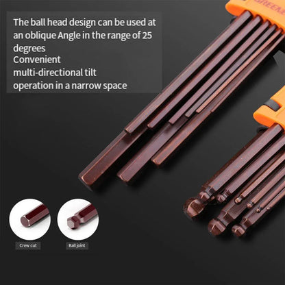 Hexagonal Wrench Set with Plate Handle Multi Size Hex Key Tool Kit for Repair - Crew cut