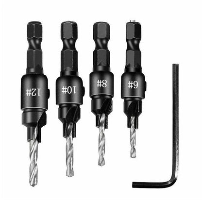 4PCS Countersink Drill Bit Set Woodworking Pilot Hole Hex Shank Tool