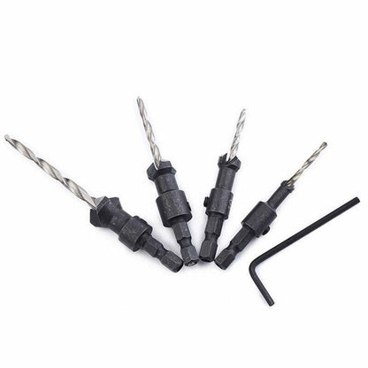 4PCS Countersink Drill Bit Set Woodworking Pilot Hole Hex Shank Tool