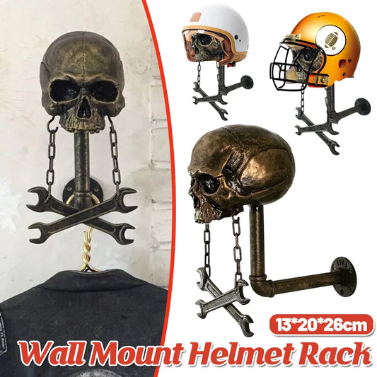 Motorbike Helmet Holder Wall Mount Helmet Rack Helmet Stand Skull Head Holder
