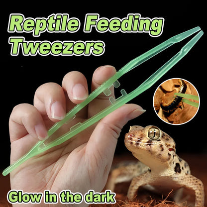 18cm Plastic Luminous Tweezer Feeding Tongs Straight for Reptile Feeder White