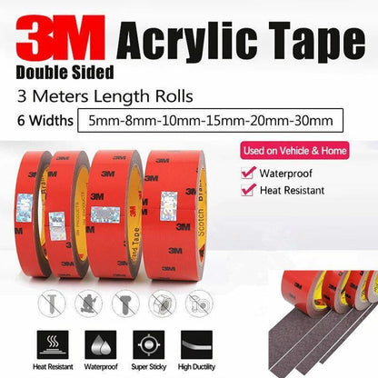 Vehicle 3M Strong Permanent Double Sided Super Sticky Versatile Roll Tape Craft - 8mm