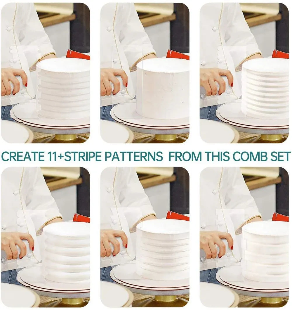 6Pcs Acrylic Cake Scraper Decorating Contour Comb Cake Edge Smoother Tools Au