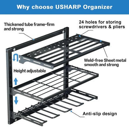 Wall Mounted Electric Drill Tool Rack Garage Screwdriver Storage Organizer