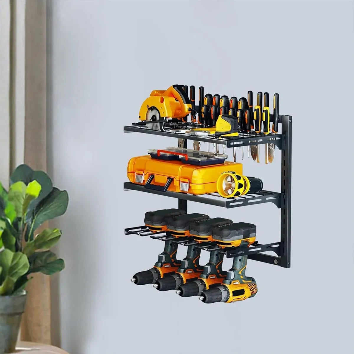 Wall Mounted Electric Drill Tool Rack Garage Screwdriver Storage Organizer