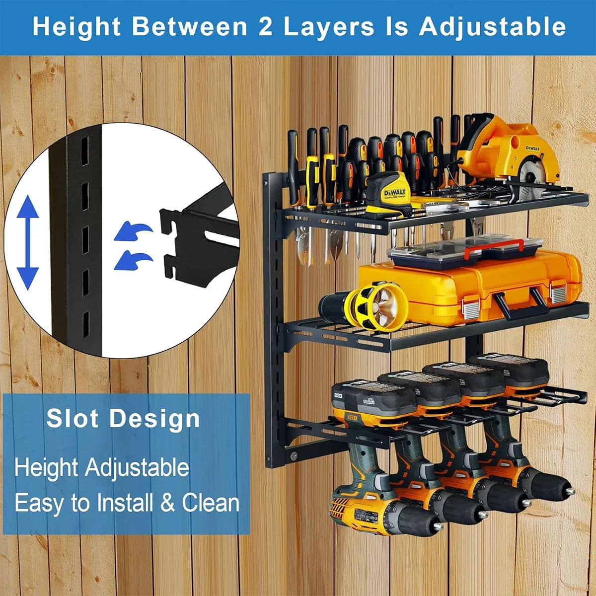Wall Mounted Electric Drill Tool Rack Garage Screwdriver Storage Organizer