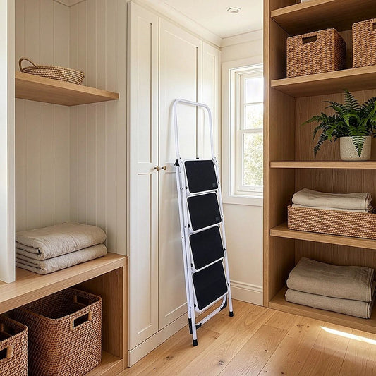 Foldable Non Slip 4 Step Steel Ladder