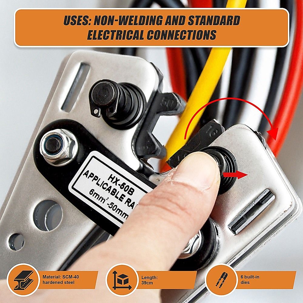 6-50 mm2 Wire Crimper Cable Crimp Electric Tube Crimping Hand Tool Battery Lug