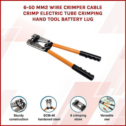 6-50 mm2 Wire Crimper Cable Crimp Electric Tube Crimping Hand Tool Battery Lug
