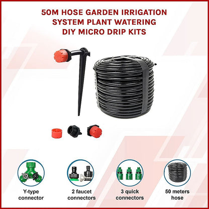 50M Hose Garden Irrigation System Plant Watering DIY Micro Drip Kits