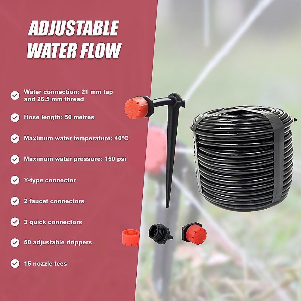 50M Hose Garden Irrigation System Plant Watering DIY Micro Drip Kits