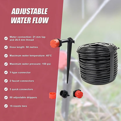 50M Hose Garden Irrigation System Plant Watering DIY Micro Drip Kits