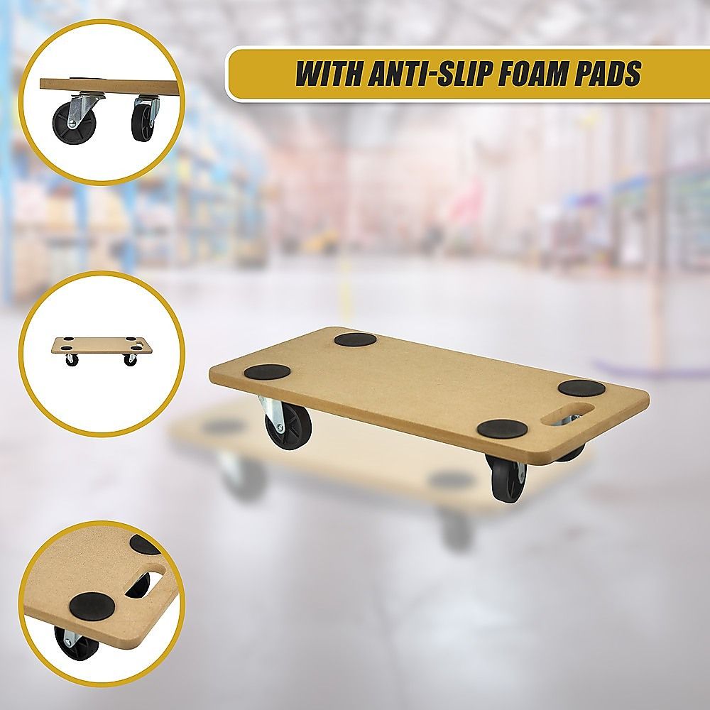 200kg Heavy Duty Hand Dolly Furniture Wooden Trolley Cart Moving Platform Mover
