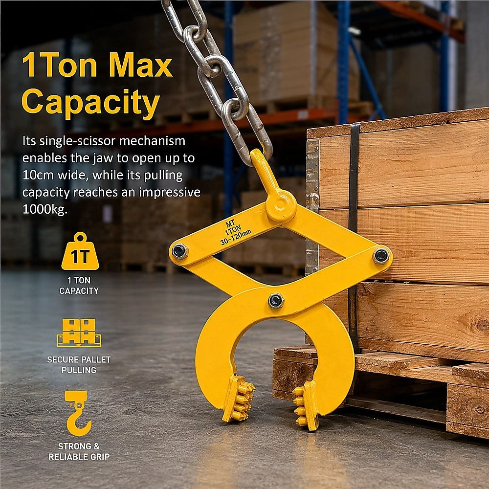 Steel Single Scissor Pallet Puller Clamp 1 Ton Capacity Pallet Grabber