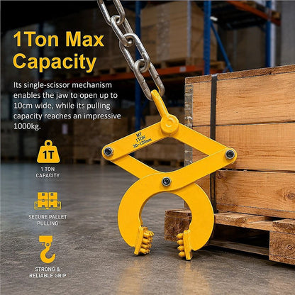 Steel Single Scissor Pallet Puller Clamp 1 Ton Capacity Pallet Grabber