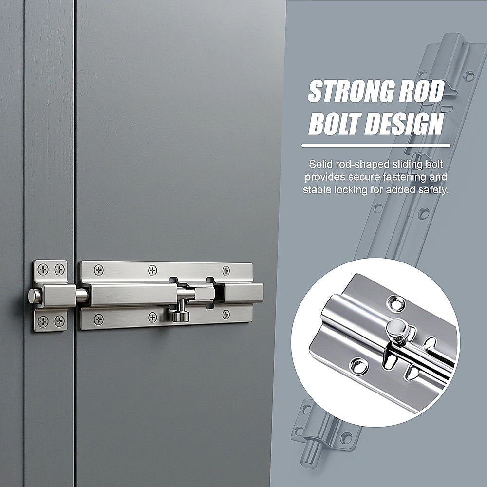 20cm Stainless Steel Sliding Door Lock Latch 10pcs Heavy Duty Security Bolt For Gates