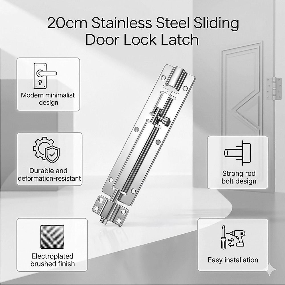 20cm Stainless Steel Sliding Door Lock Latch 10pcs Heavy Duty Security Bolt For Gates
