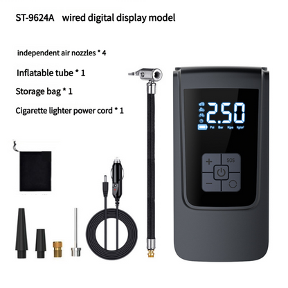 Portable Digital Tire Inflator Pump with LCD Display, Cigarette Lighter Charging, and 150 PSI Max Pressure