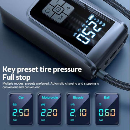 Portable Digital Tire Inflator Pump with LCD Display, Cigarette Lighter Charging, and 150 PSI Max Pressure