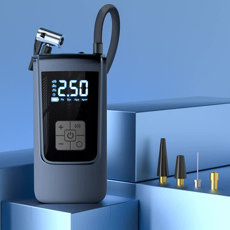 Portable Digital Tire Inflator Pump with LCD Display, Cigarette Lighter Charging, and 150 PSI Max Pressure