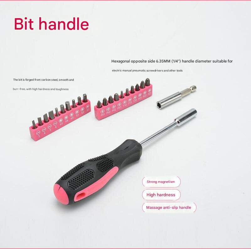 39-Piece Home Tool Kit - Pink Carbon Steel Hardware Set