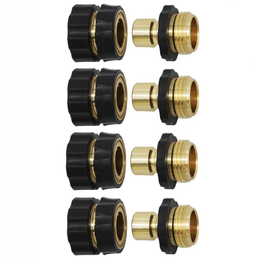 American Standard 3/4 Inch Brass Quick Connect Garden Hose Adapter (4 Male & 4 Female)