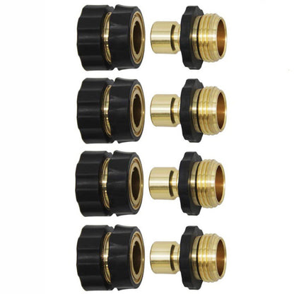 American Standard 3/4 Inch Brass Quick Connect Garden Hose Adapter (4 Male & 4 Female)
