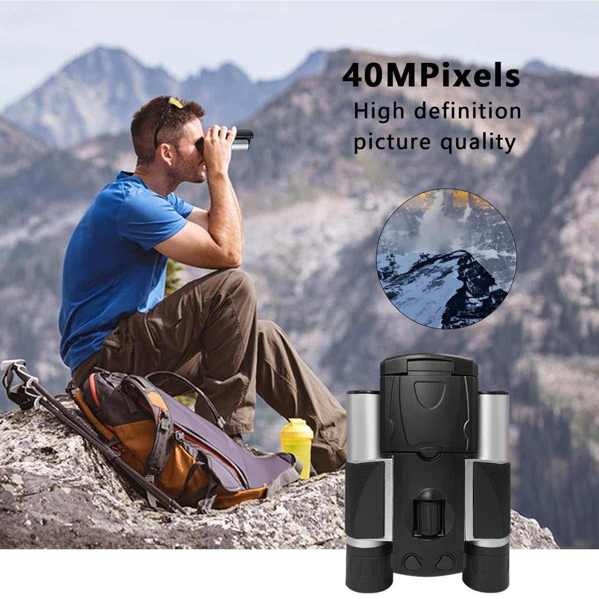 Black HD Digital Camera Binoculars 8X Zoom - Record Video & Photos with LCD Screen, Starlight Night Vision for Outdoors