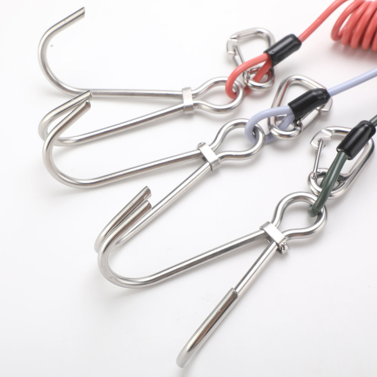 Blue Pro 316 Stainless Steel Diving Reef Hook - Single, Double Combo Pack - Current Hook with Coiled Safety Lanyard