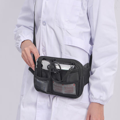 Grey and Black Nurse Utility Belt Bag - Multi-Pocket Medical Organizer Waist Pack for Tools & Essentials