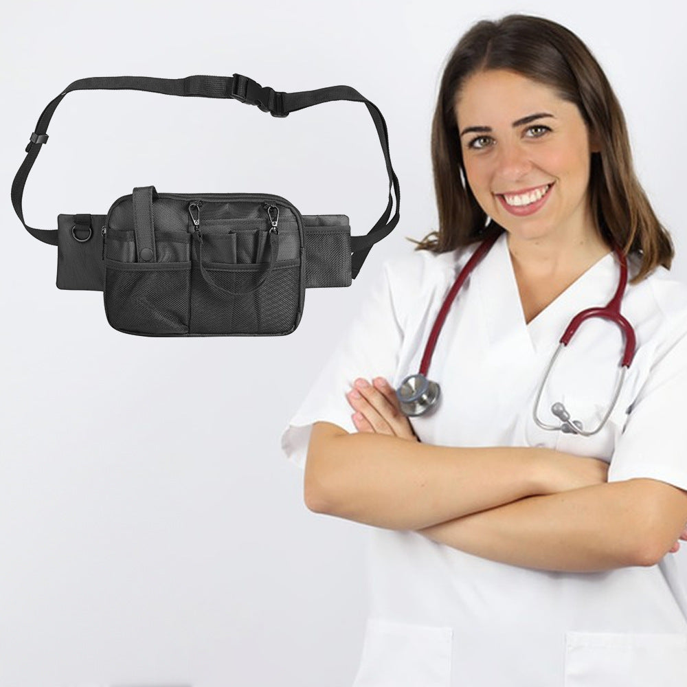 Grey and Black Nurse Utility Belt Bag - Multi-Pocket Medical Organizer Waist Pack for Tools & Essentials