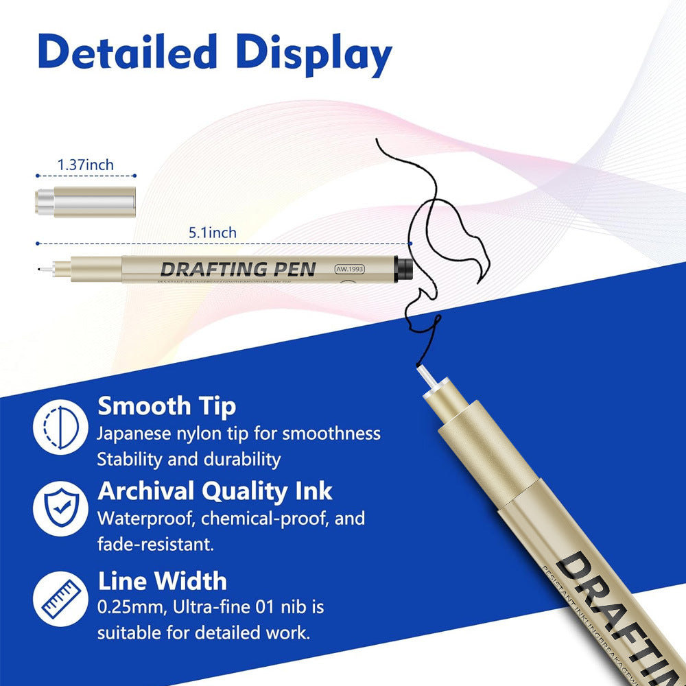 0.2mm 24-Piece Precision Drawing Pen Set - Waterproof Anime Sketching Pens for Students, Assorted Tips