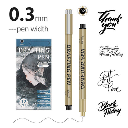 0.3mm 24-Piece Precision Drawing Pen Set - Waterproof Anime Sketching Pens for Students, Assorted Tips