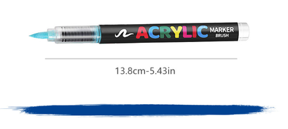 72 Colour Set Vibrant Cyan Acrylic Marker with Soft Brush Tip - 13.8 cm Professional Art Pen（(Packaging has been upgraded)）