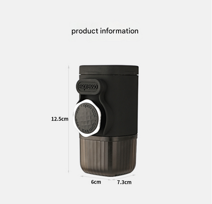 Black Portable Hand Press Espresso Machine - Compatible with Espresso Capsules and Ground Coffee for Home, Travel, and Outdoor Use