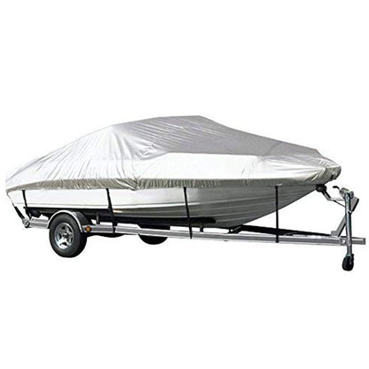 Grey Heavy Duty Waterproof Tarp Covers with Storage Bag, Fits V-Hull, Fish&Ski, Pro-Style, Fishing, Runabout, Bass Boats, 20-22FT(700cm*320cm)