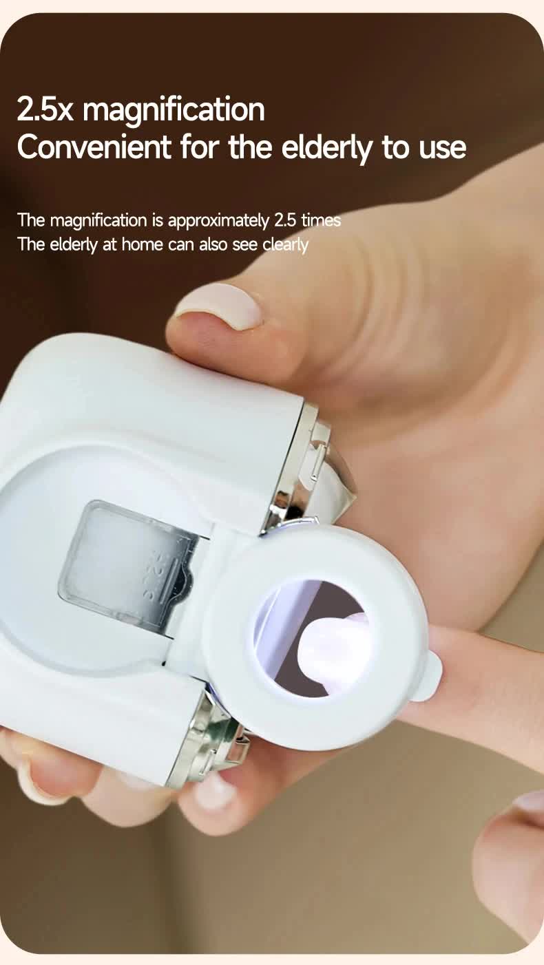 2-in-1 Electric Nail Clipper with Magnifying Glass & LED Light - Automatic Nail Trimmer & Polisher for Babies, Seniors & Adults - Safe USB Rechargeable Manicure Tool with Debris Storage - Grey