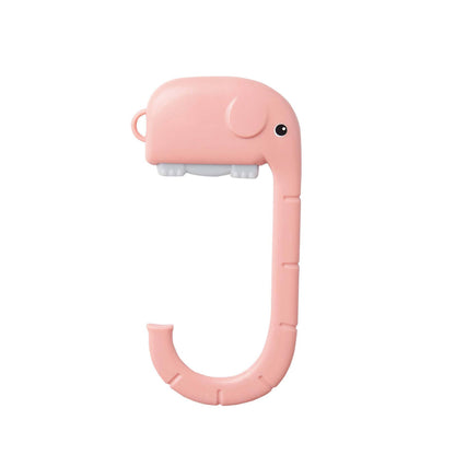 Cartoon Elephant Desk Side Bag Hook Pink Portable Adhesive Schoolbag Hanger No-Drill Movable Table Hook for Students and Office