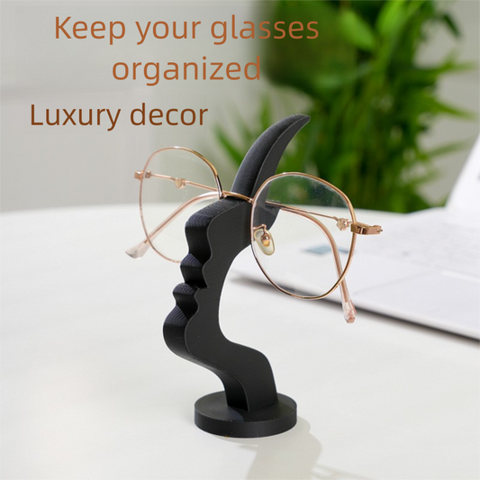 Black and white two pieces Desktop Eyeglass Holder – Minimalist Design for Home or Office, Stable Display Stand with Rounded Base