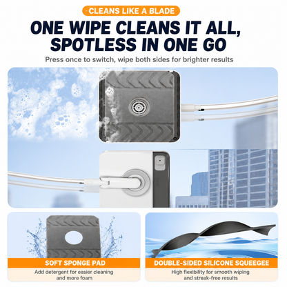Lightweight Interior & Exterior Window Cleaner with 160CM Extendable Aluminium Pole & 8 Cleaning Pad - 2-in-1 360° Rotating Microfibre Scrubber and Squeegee for Most Household High Rise Windows