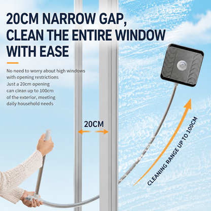Lightweight Interior & Exterior Window Cleaner with 160CM Extendable Aluminium Pole & 8 Cleaning Pad - 2-in-1 360° Rotating Microfibre Scrubber and Squeegee for Most Household High Rise Windows