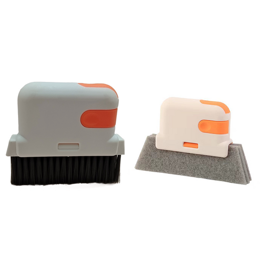 Orange Window Track Cleaning Brush and Gap Cleaner Tool - Adjustable Width Sliding Door Groove Brush, Multi-Purpose Crevice Scrubber for Sills and Vents, Deep Clean Home Maintenance Accessory