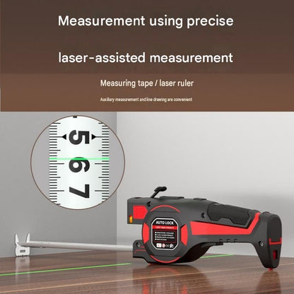 5M 3-in-1 Laser Tape Measure with Dual Laser Levels and Rechargeable Battery - 25mm Self-Locking Steel Blade, High Precision Digital Ranging Tool for Construction and Renovation