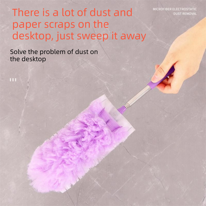 Pink Telescopic Electrostatic Duster with 4-pack Replaceable Microfiber Head - Extendable 35-80cm Stainless Steel Handle, Non-Scratch Cleaning Brush for Home, Car, Keyboard, Ceiling Fans