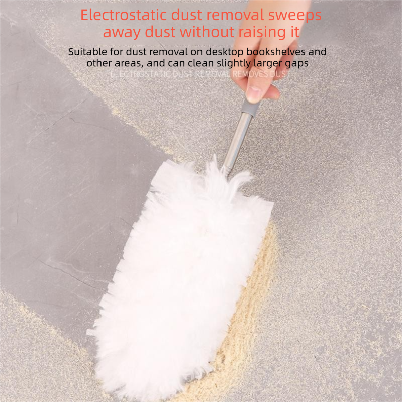 Pink Telescopic Electrostatic Duster with 4-pack Replaceable Microfiber Head - Extendable 35-80cm Stainless Steel Handle, Non-Scratch Cleaning Brush for Home, Car, Keyboard, Ceiling Fans